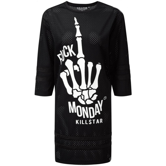 KILLSTAR “Fu€k Monday” Hockey Dress – Oversized Mesh w/ Skull Graphic Size L - Picture 2 of 8